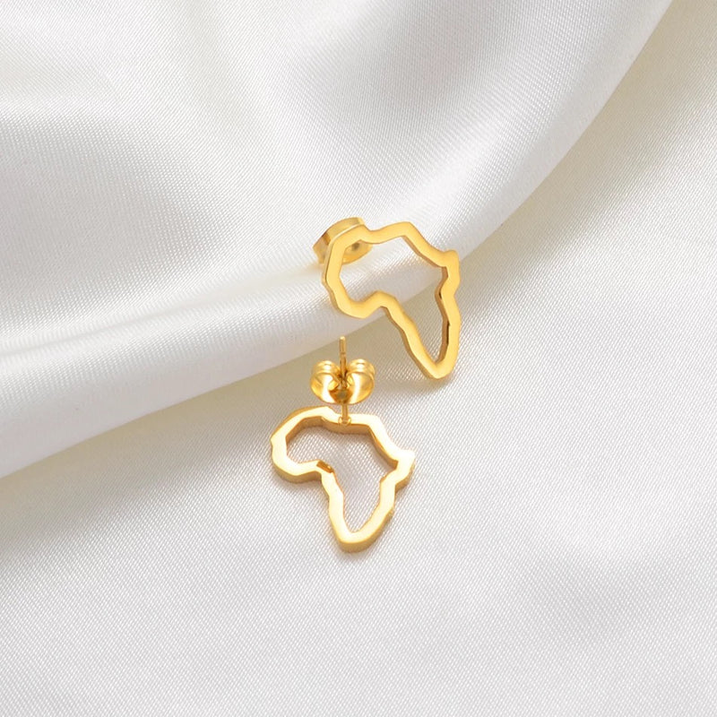 Africa Map Earrings - Gold Plated